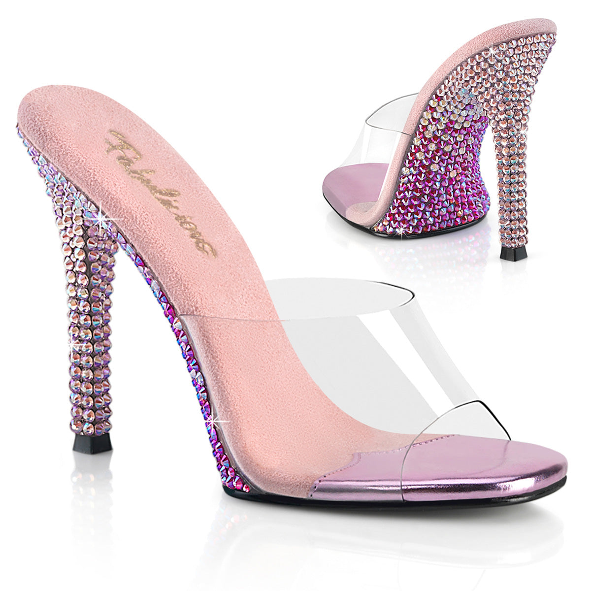 Baby Pink 4.5 Inch Bling Shoes - Fabulicious GALA-01DMM