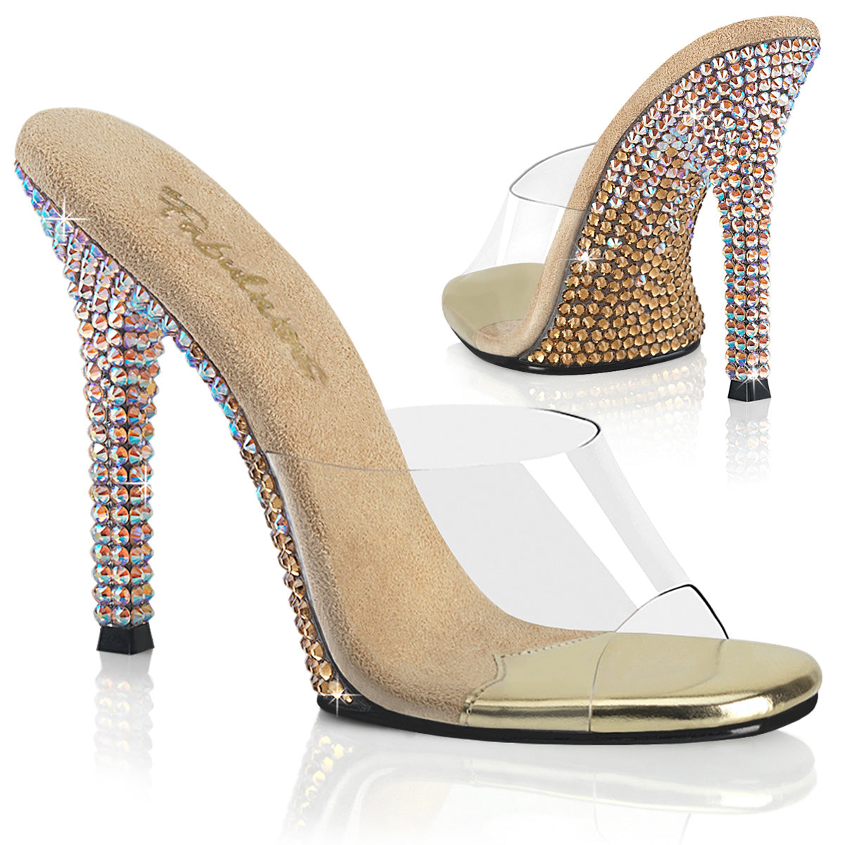 Gold 4.5 Inch Bling Shoes - Fabulicious GALA-01DMM