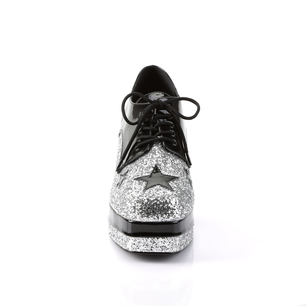 GlamRock-02 Funtasma Black Pat-Silver Gltr Men's Shoes