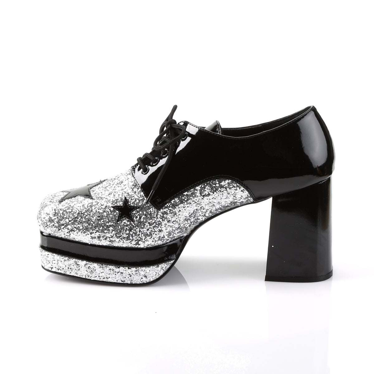 GlamRock-02 Funtasma Black Pat-Silver Gltr Men's Shoes