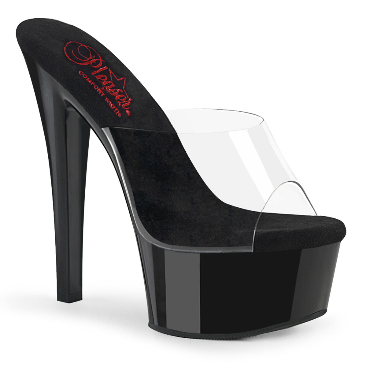 Clear Black 6 Inch Pole Dance Platform Shoes - Pleaser GLEAM-601