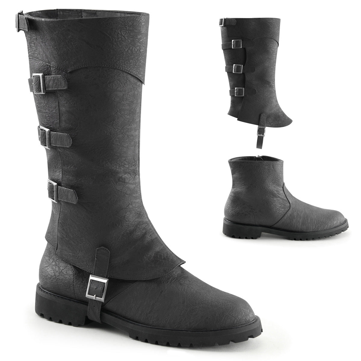 Gotham-105 Funtasma Black angustiado PU botas para hombres