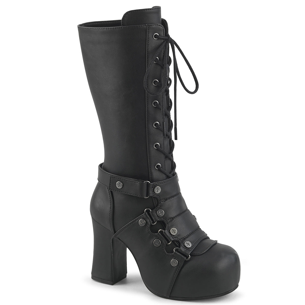 Black 3.8 Inch Alternative Knee High Boots - Demonia Cult GOTHIKA-152