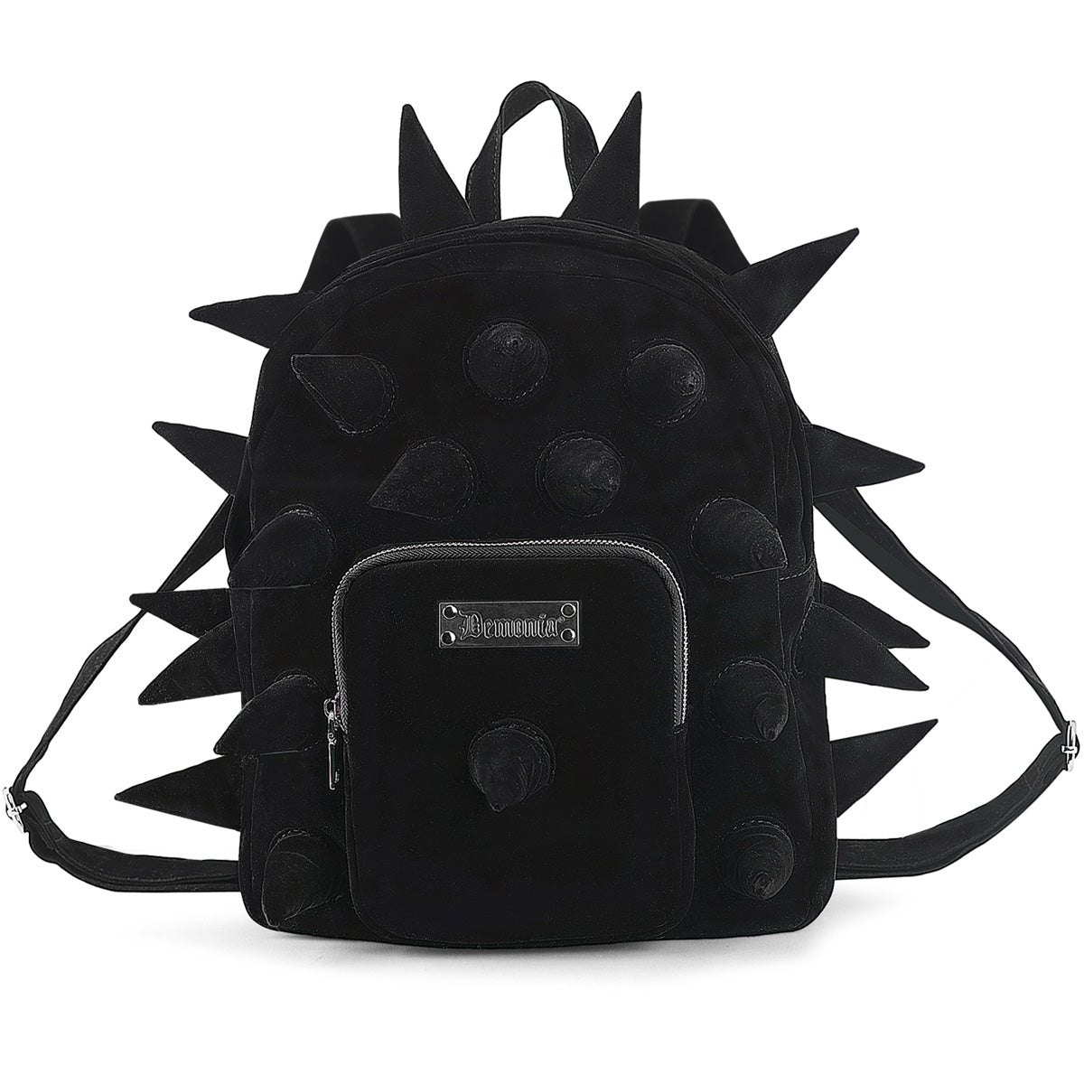 HB-113 Demonia Blk Velvet Alternative Back Pack with Spikes