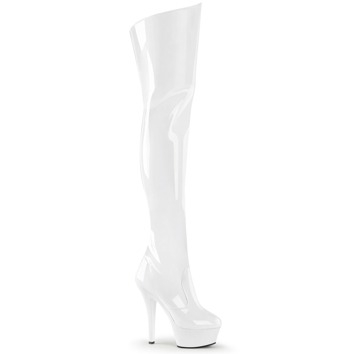 White 6 Inch Exotic Dancing Thigh Boots - Pleaser KISS-3010