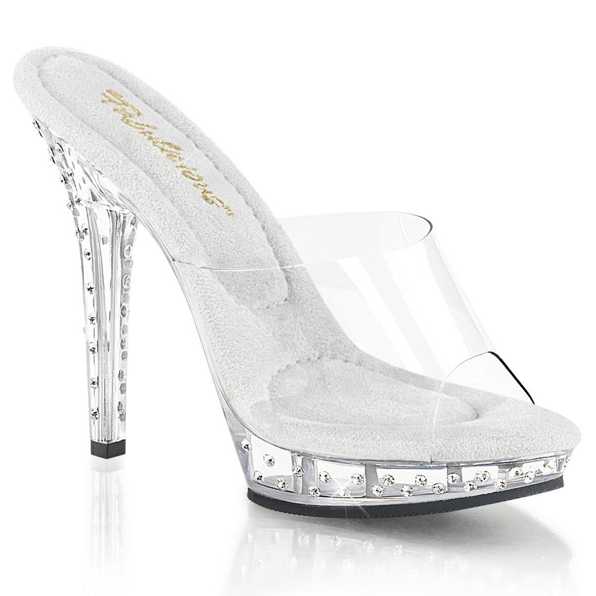 Buze-101SDT Fabulicious 5 inch Clear Bling Rhinestone Shoes Sexy