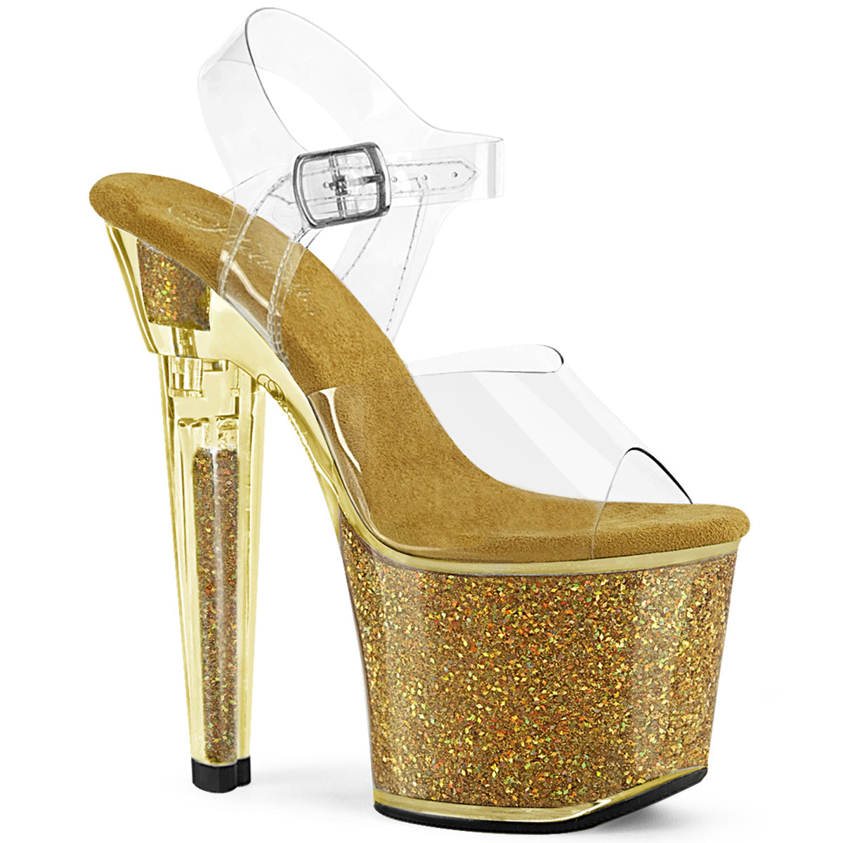 Gold 7 Inch Pole Dance Platform Shoes - Pleaser LOVESICK-708SG