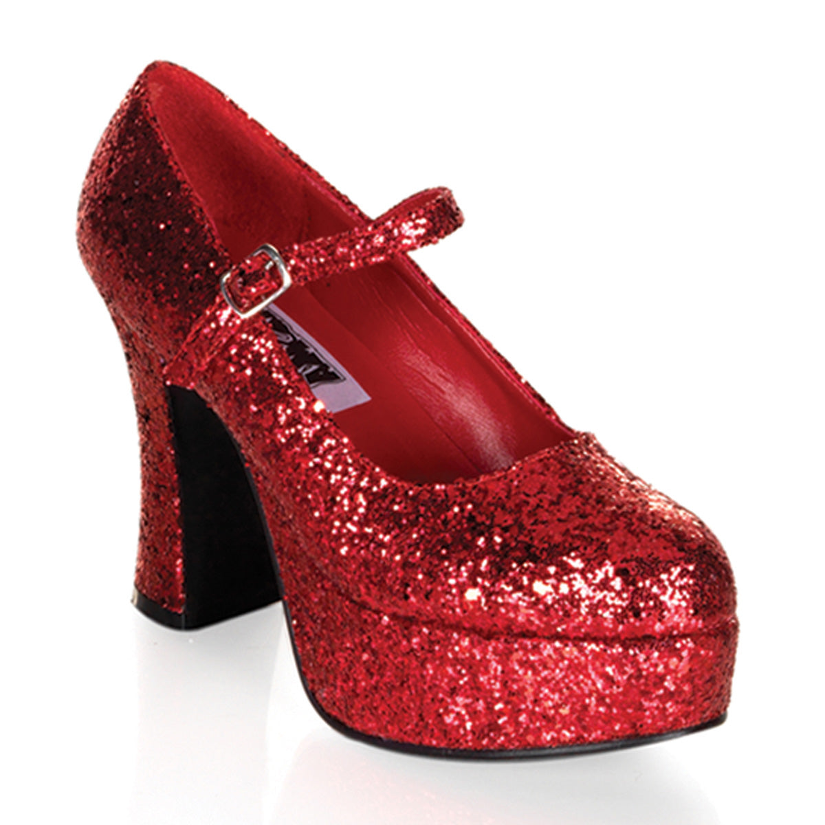 Red Glitter 4 Inch Wide Dolly Shoes - Funtasma MARYJANE-50G