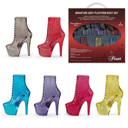 MBS-T6 Set of 6 - Miniature PLEASER Tinted Glittered display Boots