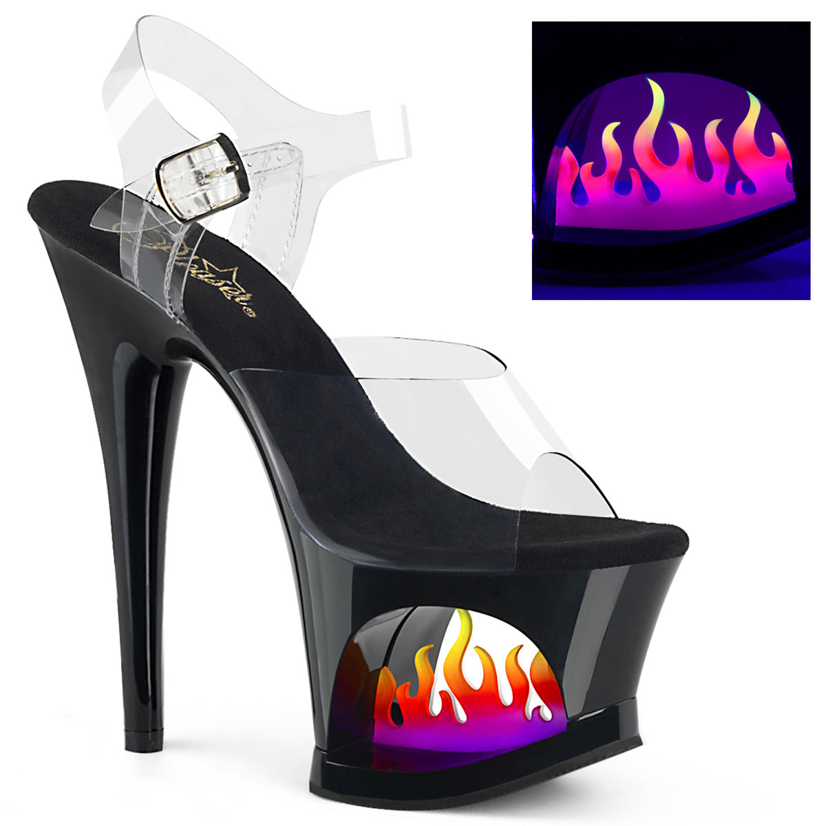 Clear Ombre 7 Inch Exotic Dancing Platform Shoes - Pleaser MOON-708FLM
