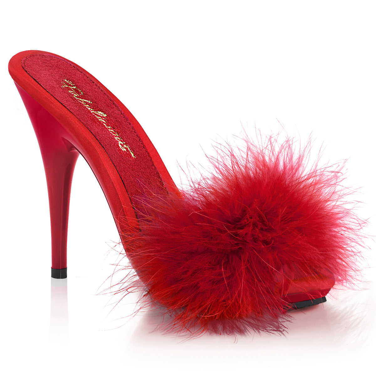 Poise-501f Fabuliciosos zapatos de satén rojos de 5 pulgadas Pleasers