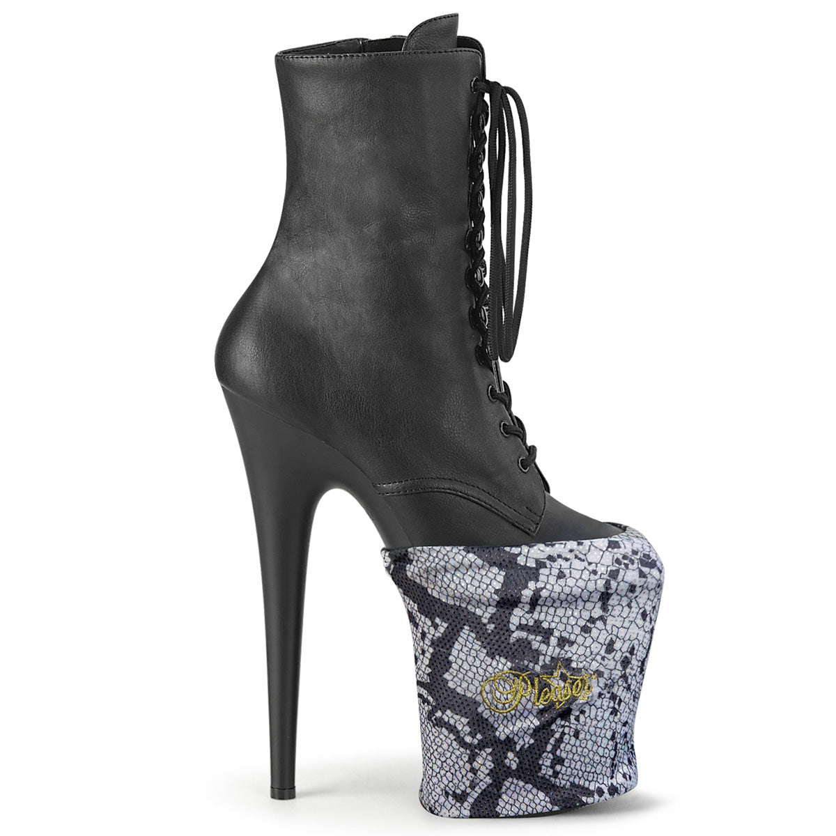 PSP-BWLYR Pleasers Pole Shoe Protectors Black-Wht Snake Print