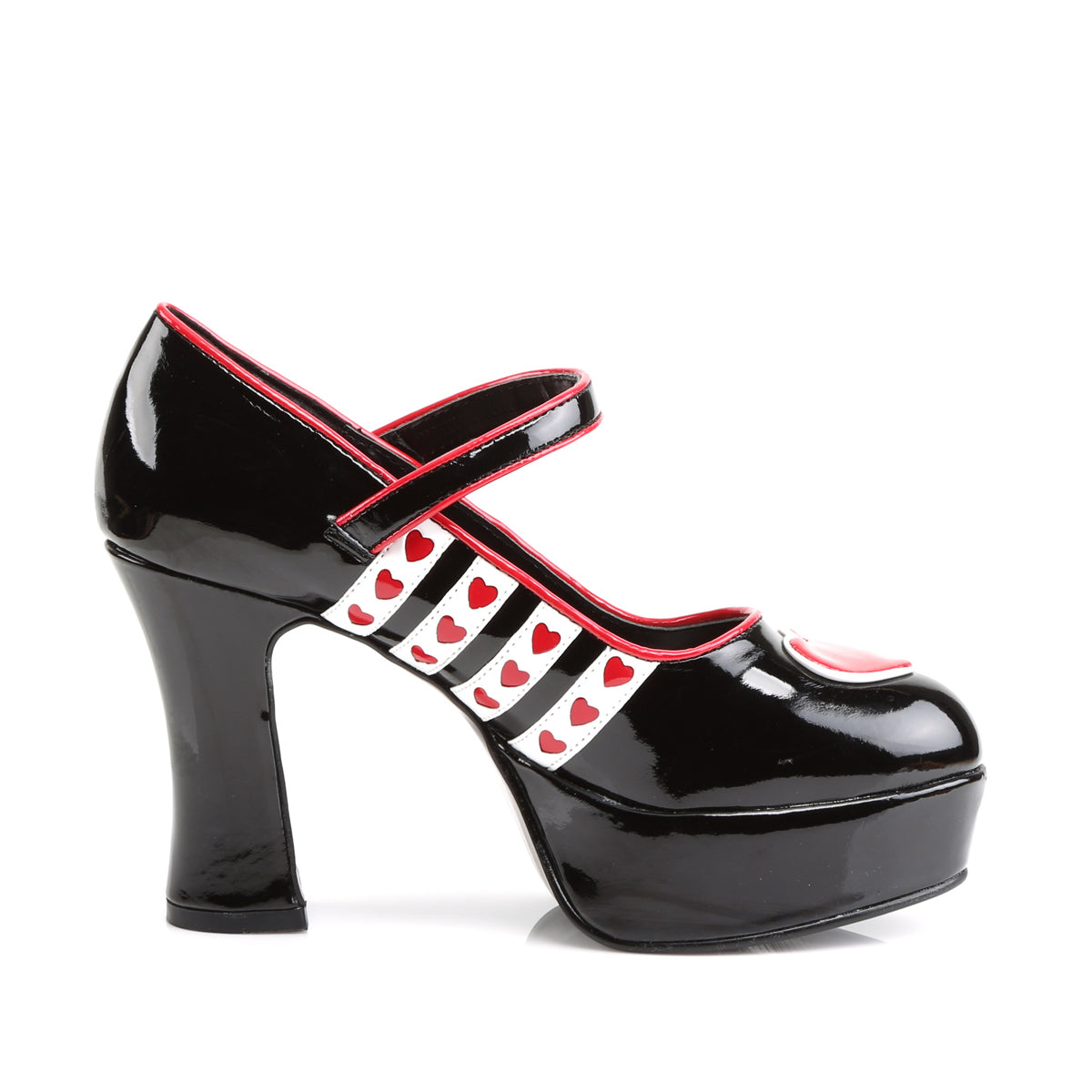 QUEEN-55 Pleasers Funtasma 4" Heel Black-White-Red Women's Sexy Shoes