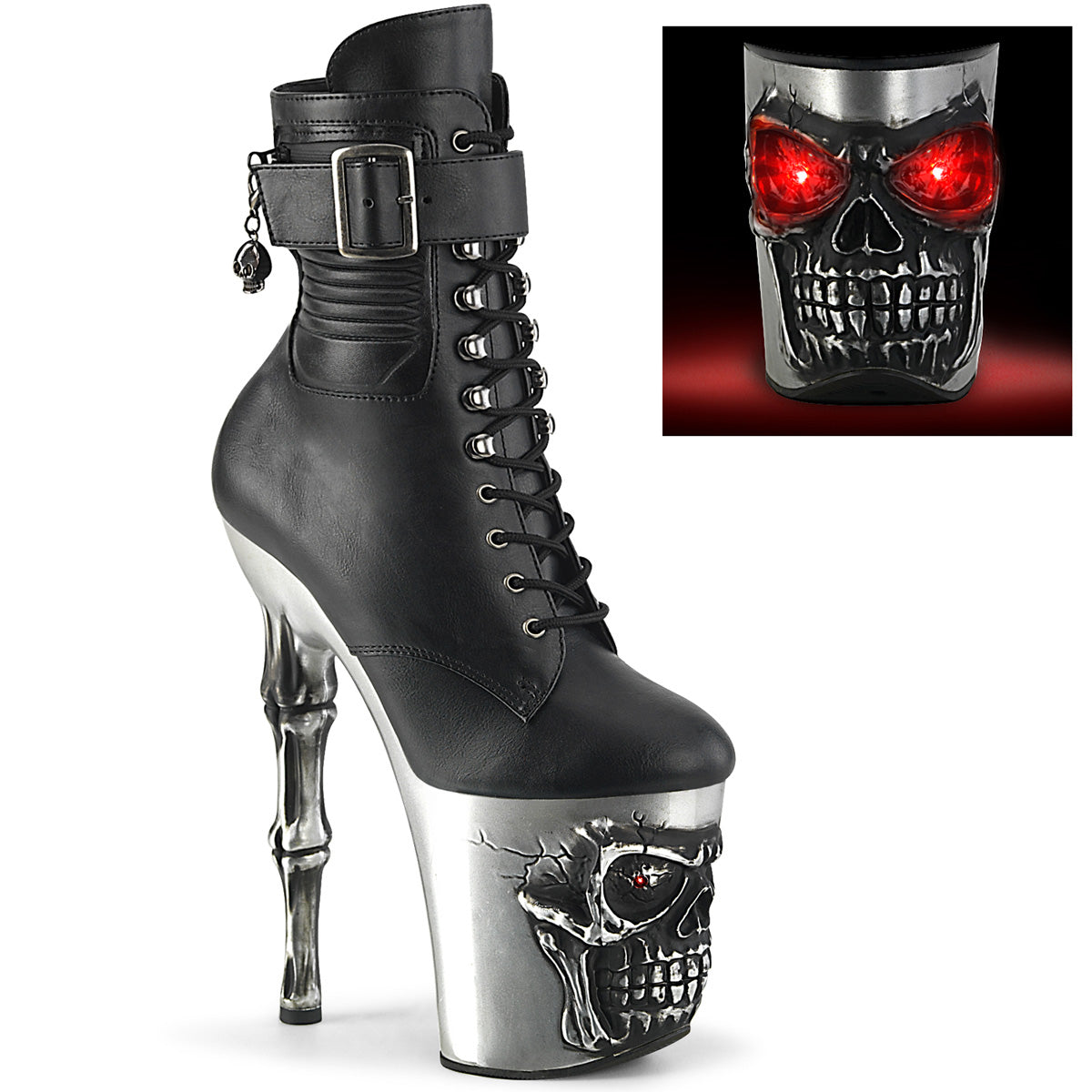 RAPTURE-1020STR-LT PLEASER TOBLE/BOTAS DE MID-E-CALFAPLACIÓN NEGRAS (DANZAMIENTO EXÓTICO)