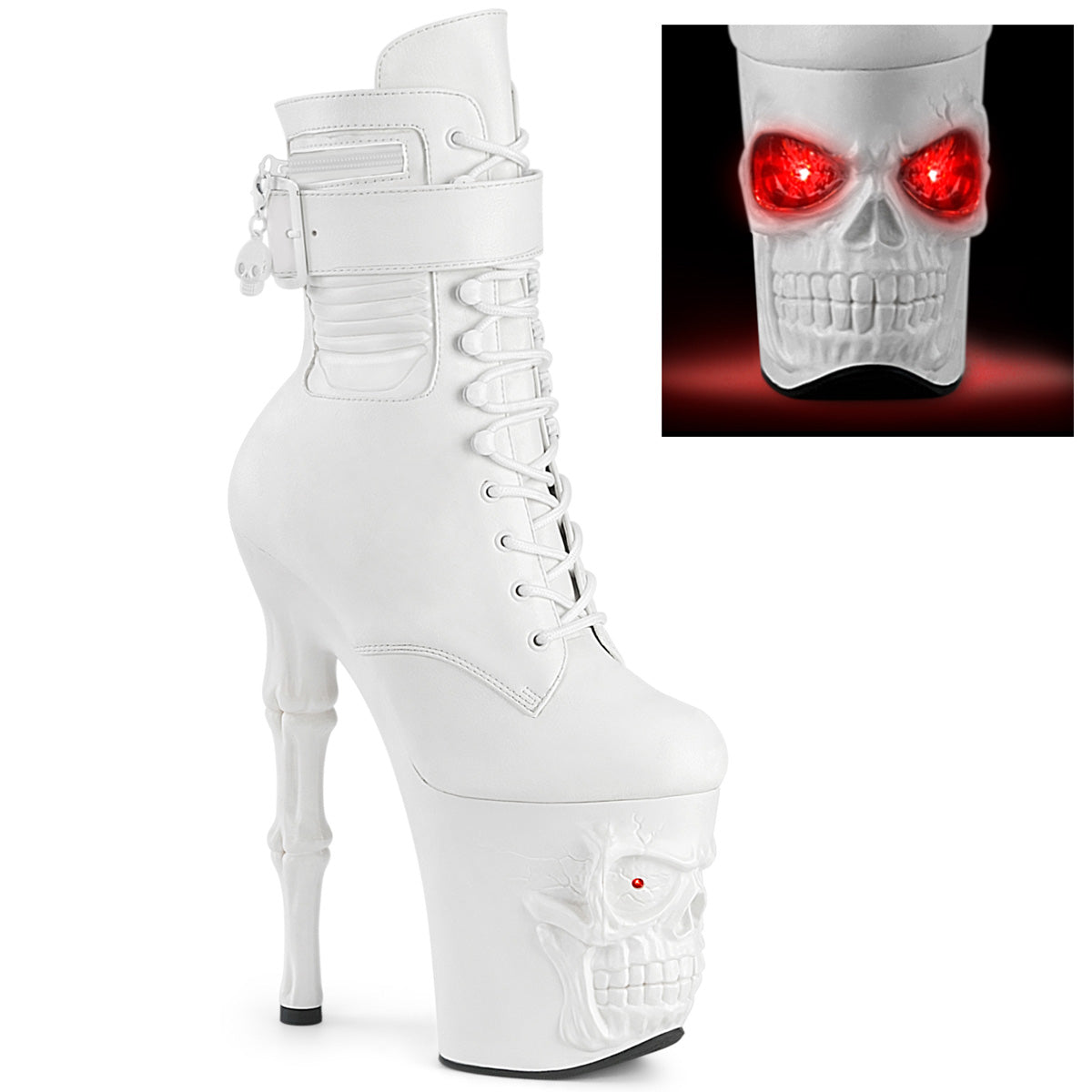 White 8 Inch Lap Dancer Platform Boots - Pleaser RAPTURE-1020STR-LT