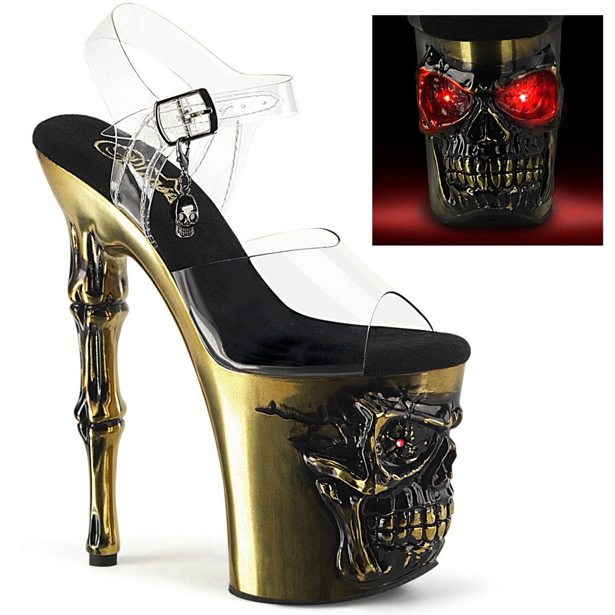 Satin Brass Chrome 8 Inch Exotic Dance Platform Shoes - Pleaser RAPTURE-808-LT