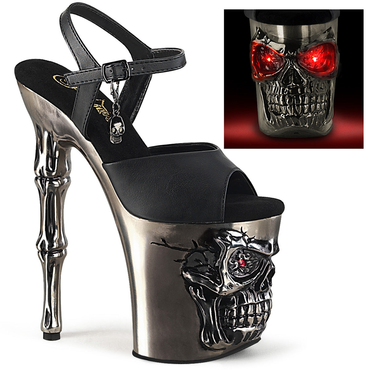 Black 8 Inch Exotic Dance Platform Heels - Pleaser RAPTURE-809-LT