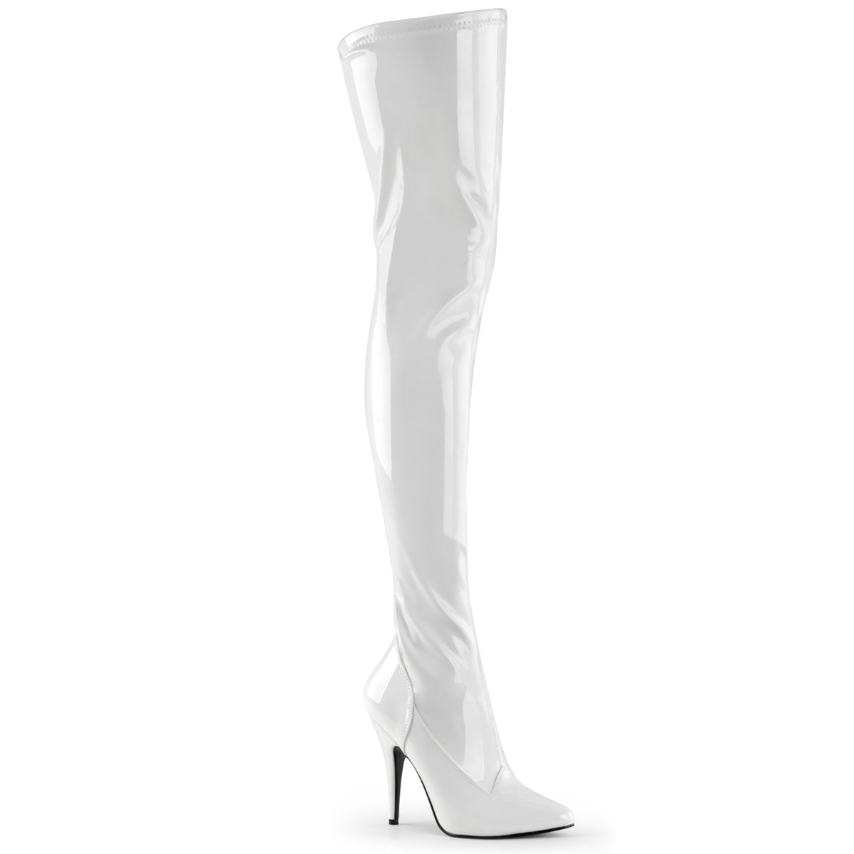 White 5 Inch Sexy High Thigh Boots - Pleaser SEDUCE-3000