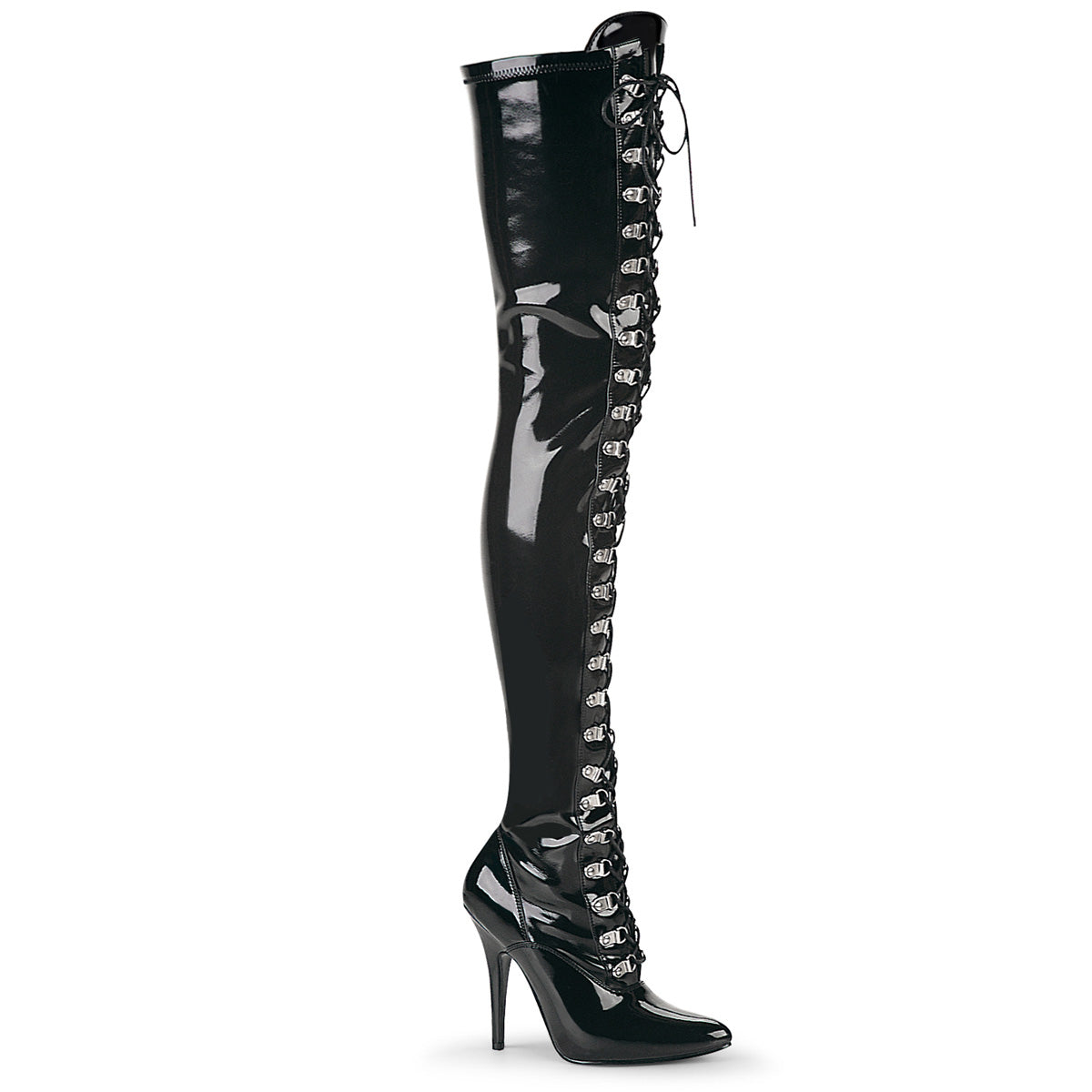 Black Patent 5 Inch Sultry Thigh Boots - Pleaser SEDUCE-3024