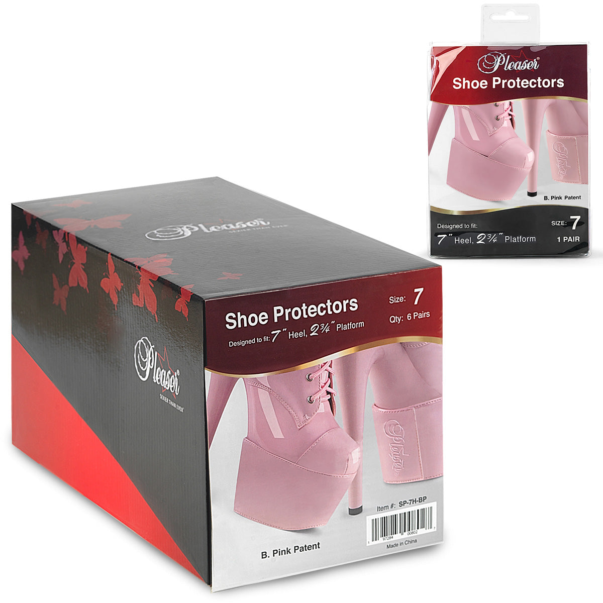 SP-7H-BP Pleaser Pink Shoe Protectores con gancho y bucle Fastner (1 par)