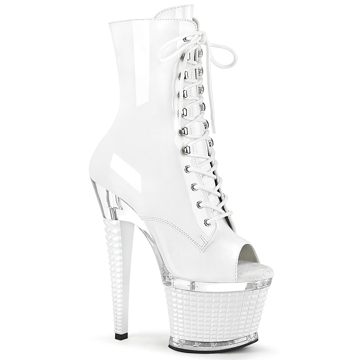White 7 Inch Fetish Pole Ankle Boots - Pleaser SPECTATOR-1021