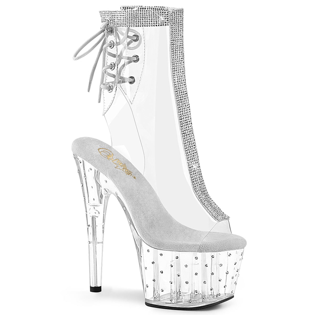 Stardust-1018C-2RS Pleasers Clear Perspex Bling Platform Boots