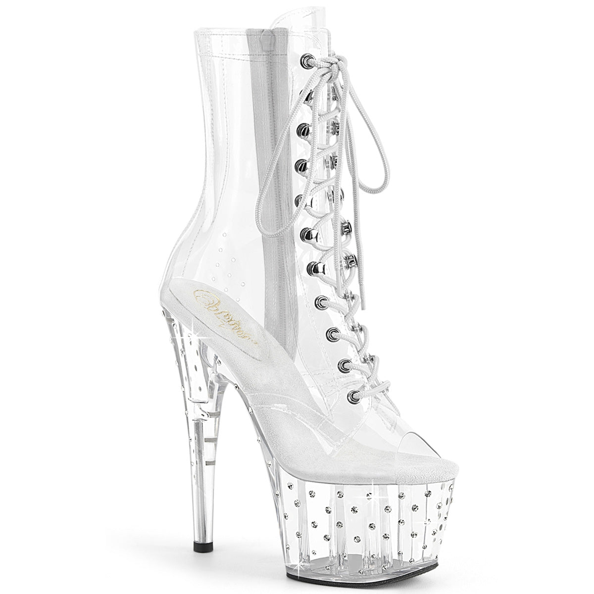 Clear 7 Inch Fetish Pole Ankle Boots - Pleaser STARDUST-1021C-7