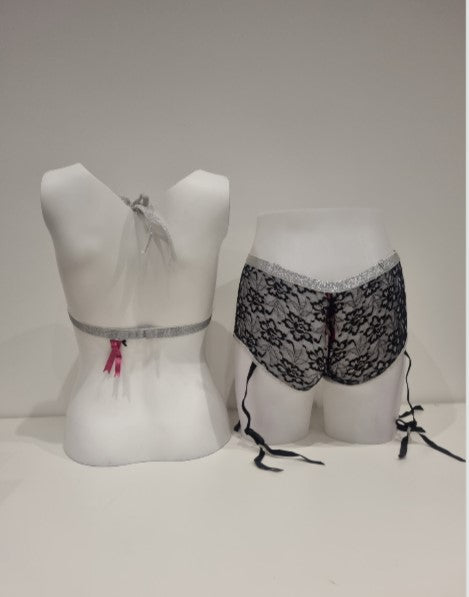 STM9011 Black Lingerie Hotpants Set