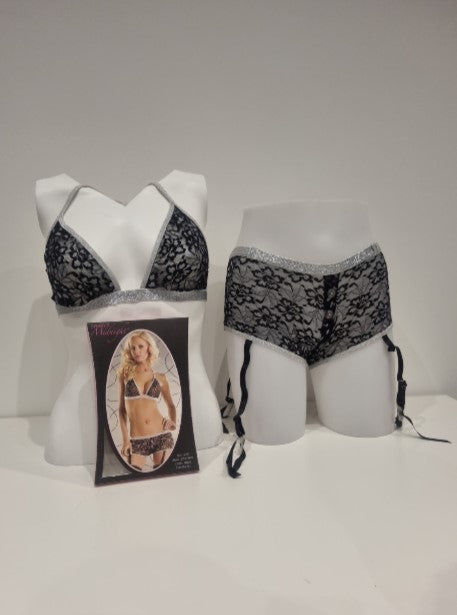 STM9011 Black Lingerie Hotpants Set