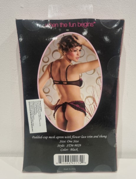 STM9029 Black Lingerie Chemise with Pink Trim