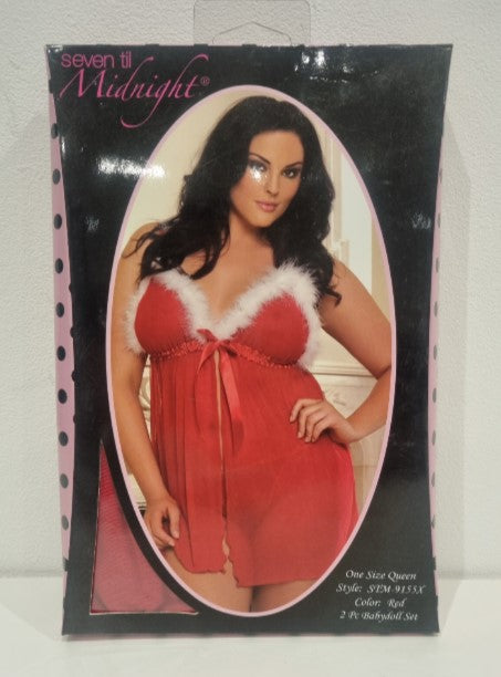 STM9155X Red Sexy Christmas Babydoll Lingerie Set