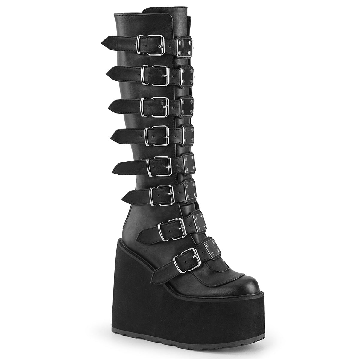 White Alternative Knee High Boots - Demonia Cult SWING-815