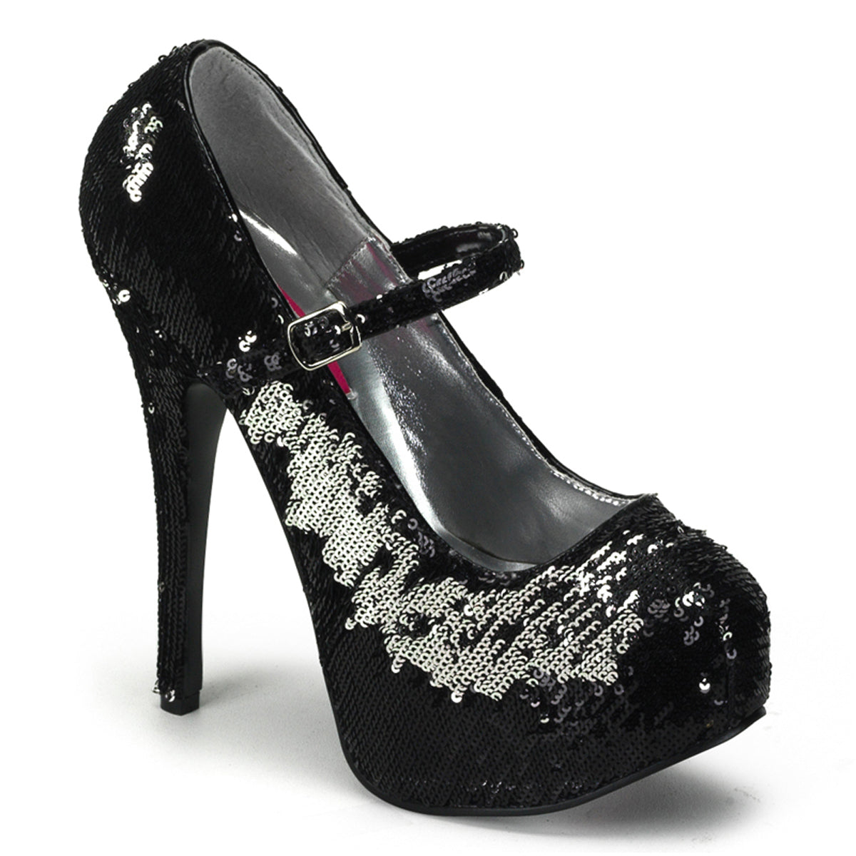 TEE07SQ Black Sequin Hidden Platform Shoes