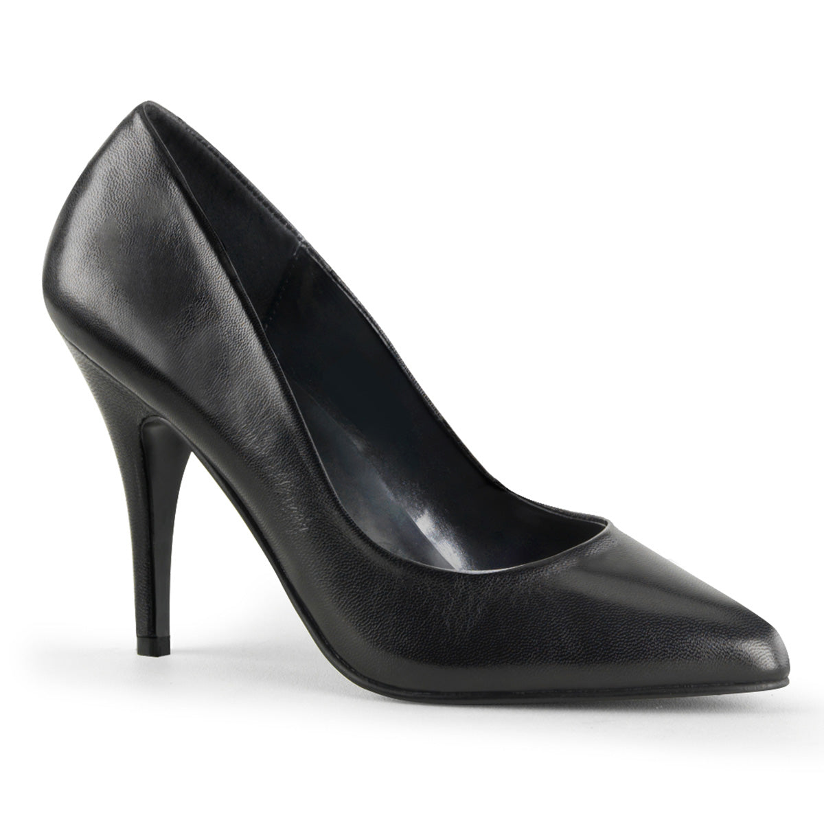 Black Leather 4 Inch Sultry Berdoom Heels - Pleaser VANITY-420
