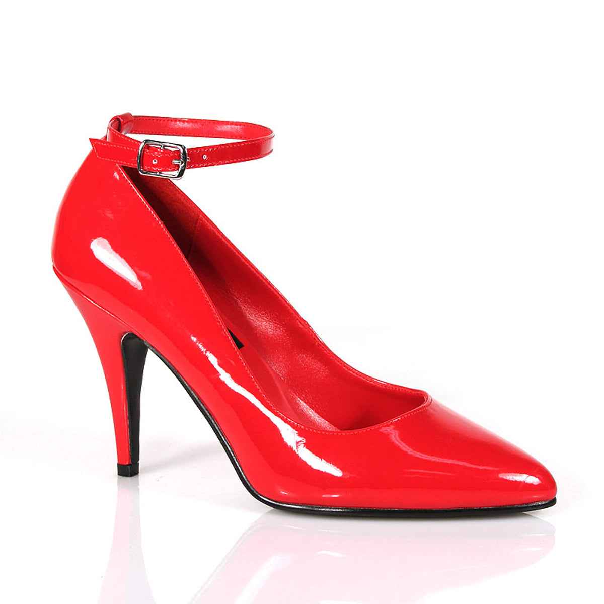 VAN431 Red Patent Bedroom Heels with Buckles