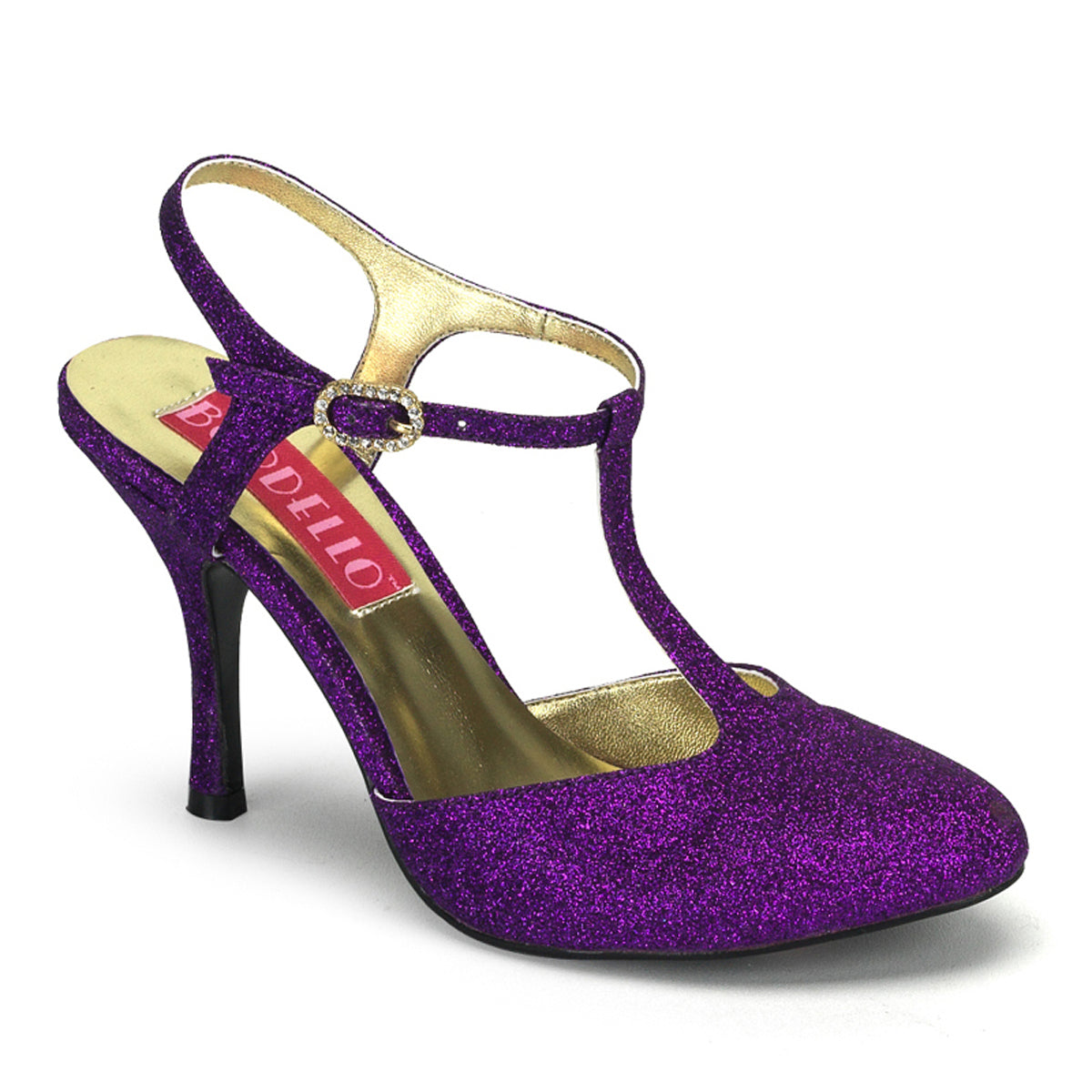 VIO12G Purple T Bar Maryjanes Burlesque Heels