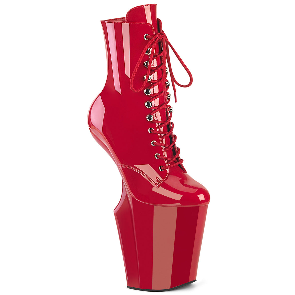 Red 10 Inch Pole Dancer Ankle Boots - Pleaser WORSHIP-1020