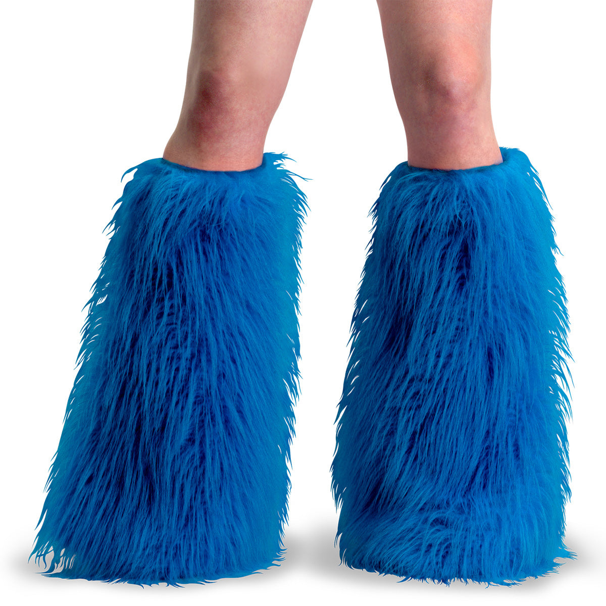 YETI-08 Demonia Blue Faux Fur Alternative Furry Boot Covers