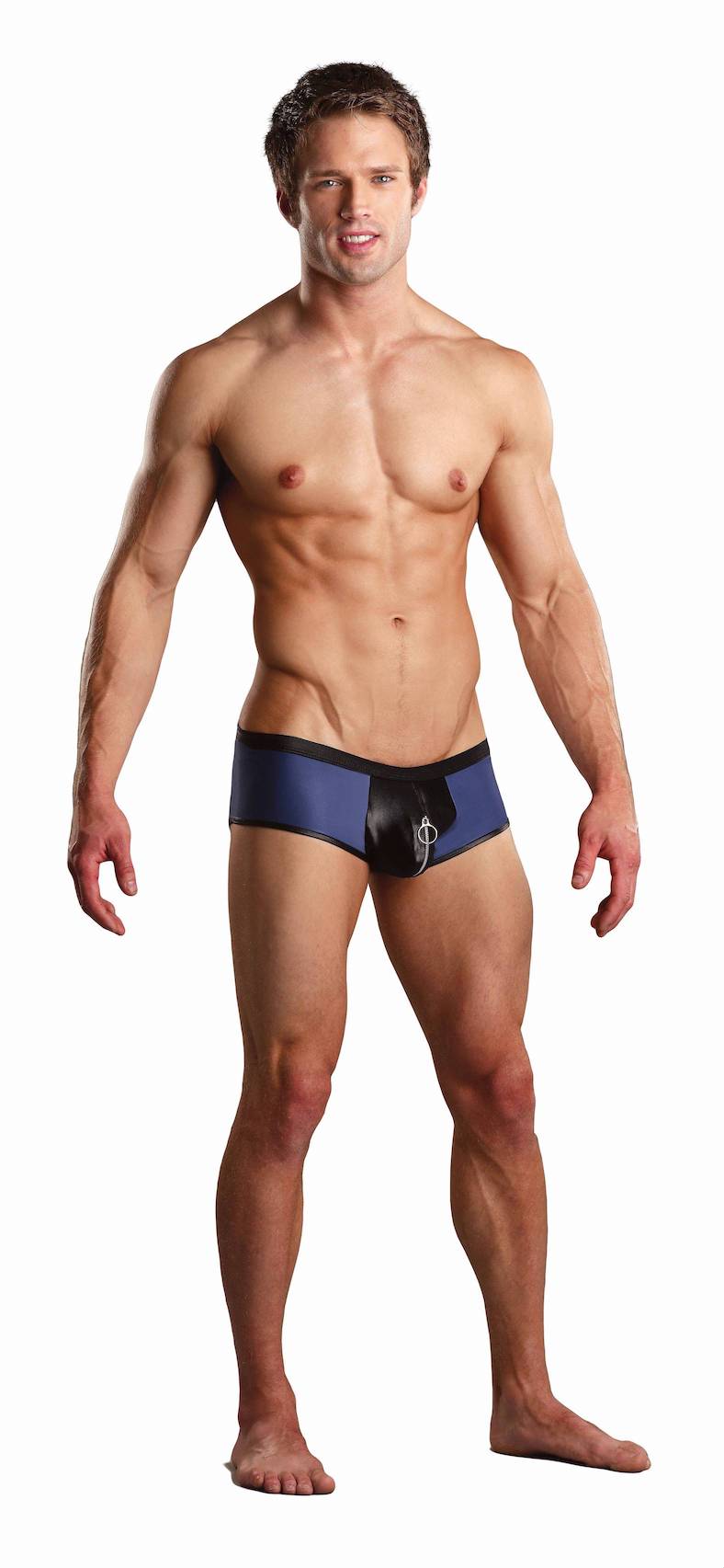 MP157196 MalePower Zipper Short - Albastru/Negru