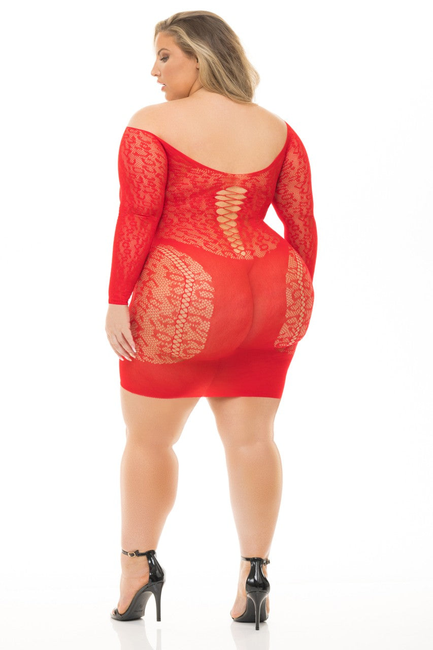 PL25116X Pink Lipstick Plus Size Sexy Lingerie Dress