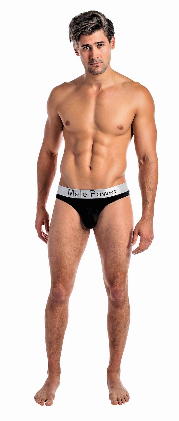 MP438227 MalePower Lo Rise Thong - Black