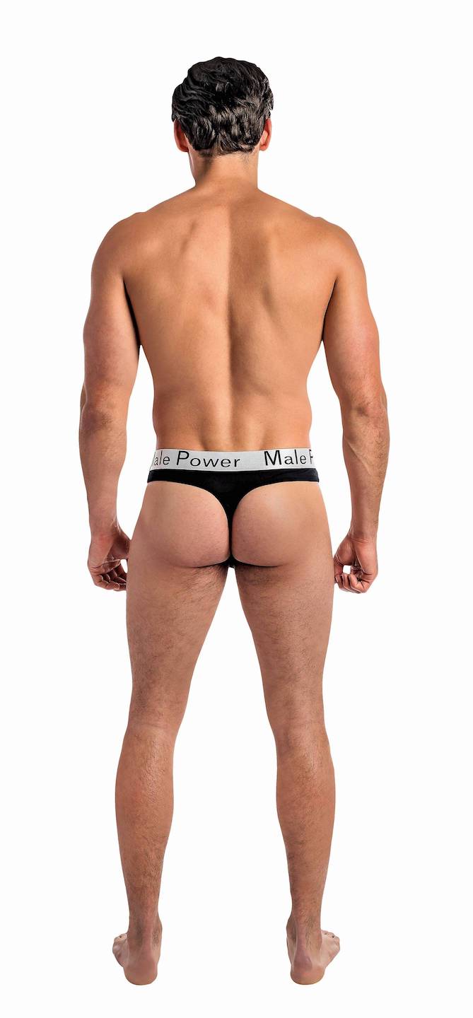 MP438227 MalePower Lo Rise Thong - Negru