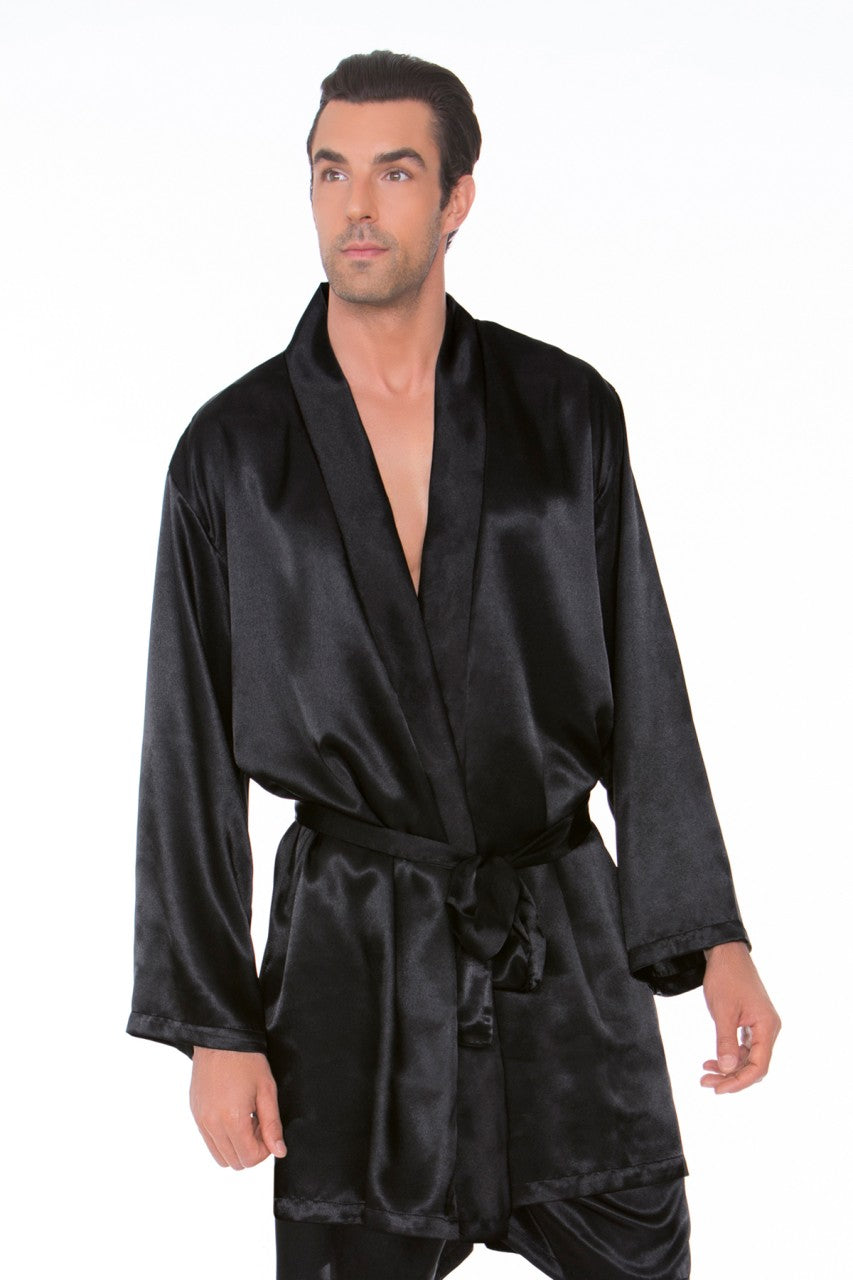 IC8800 ICollection ICollection Mens Satin Robe met bijpassende vleugel zwart