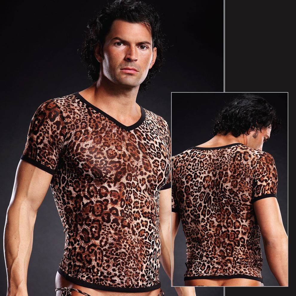 BLM020 Blue Line Mesh V-Neck Tee Leopard