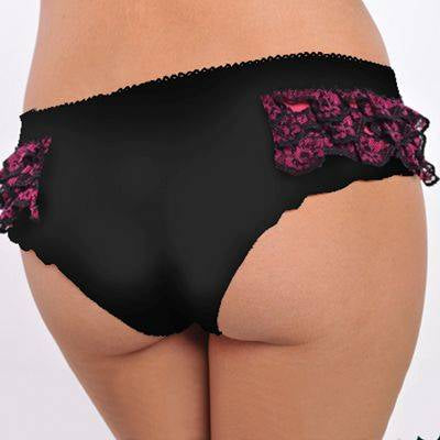 stm9177 Seven Til Midnight SALE Lingerie mesh boyshort with floral ruffles black