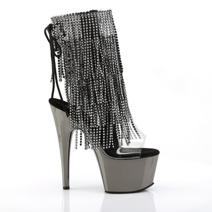 ADORE-1017RSF 7" Heel Clear Pewter Stripper Ankle Boots-Pleaser- Sexy Shoes Fetish Heels