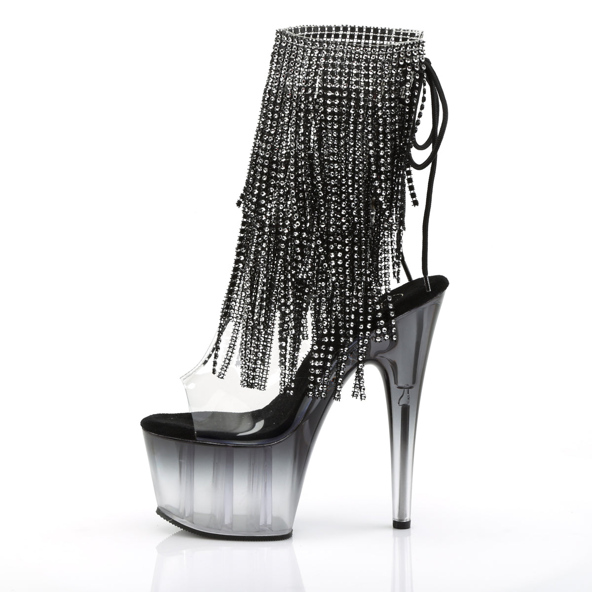 ADORE-1017RSFT 7" Heel Clear Black Pole Dancing Ankle Boots-Pleaser- Sexy Shoes Pole Dance Heels