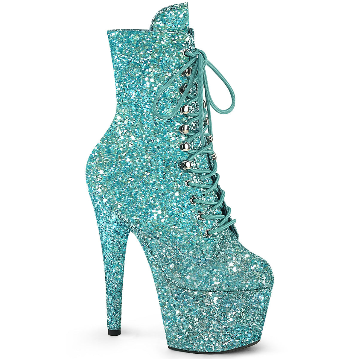 ADORE-1020GWR Turquoise Glitter Pleaser Exotic Dancing Platform Kinky Boots
