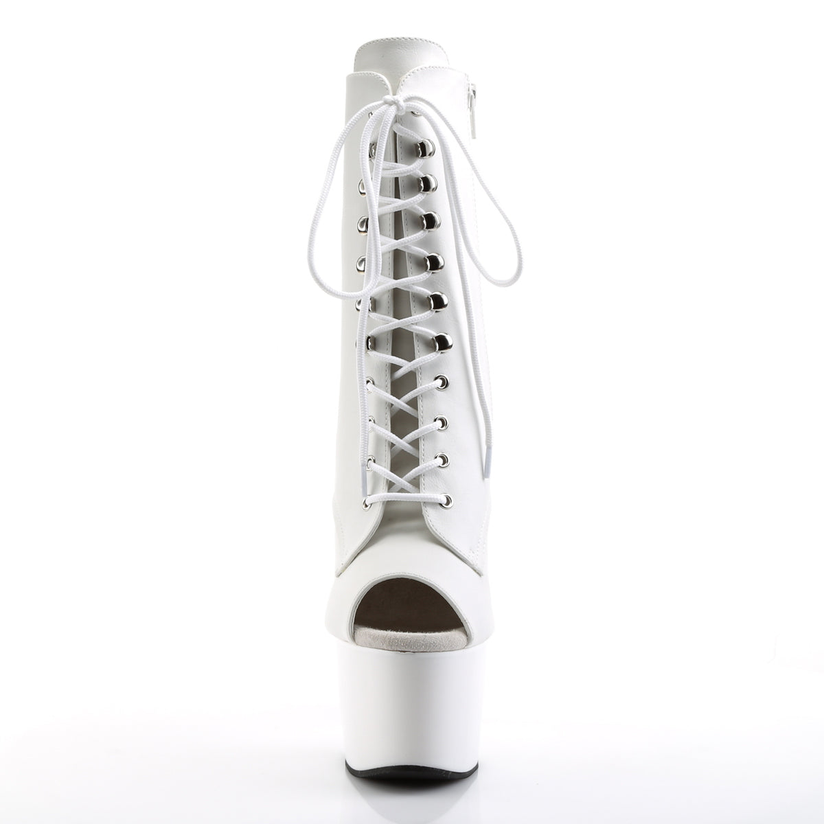 ADORE-1021 Pleaser White Faux Leather Exotic Dancing Ankle Boots