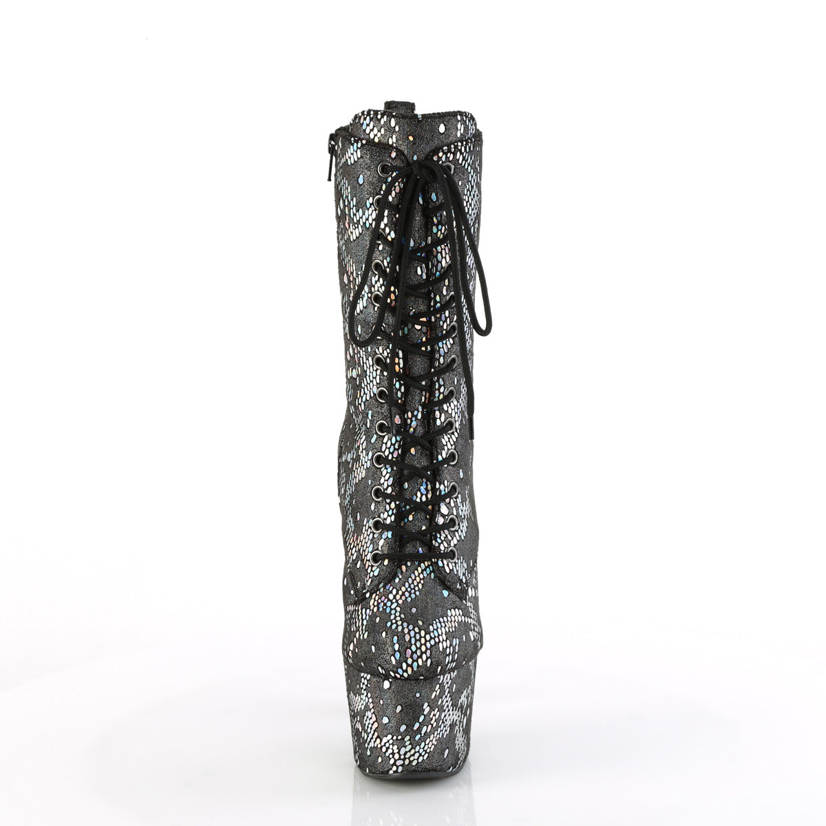 adore 1040spf pleaser sexy footwear silver metallic holo snake print fabric